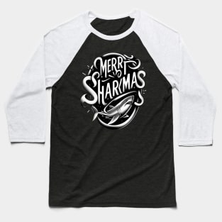 Merry Sharkmas, Santa Waving, Christmas Gift, m Shark Gift Baseball T-Shirt